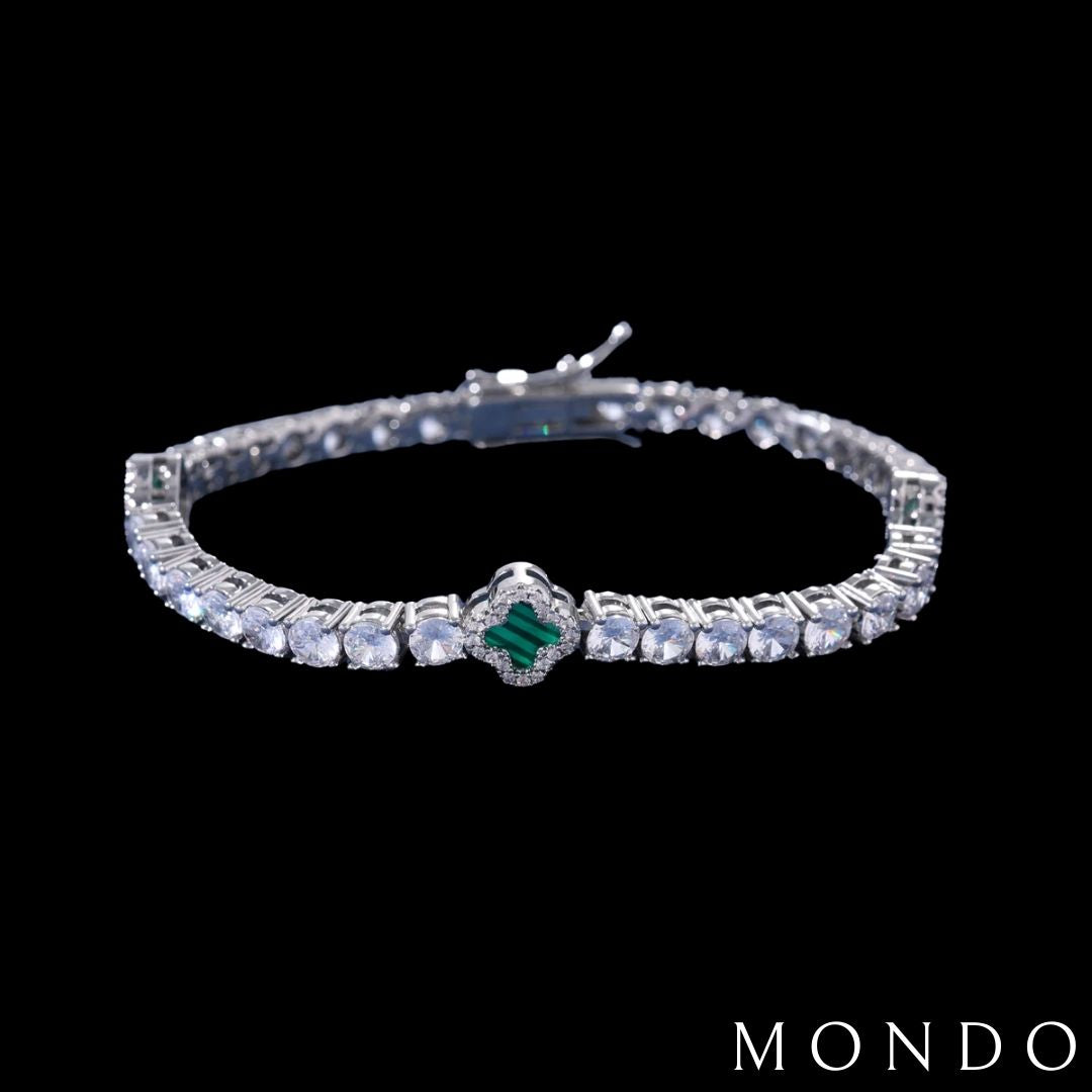 צמיד טניס תלתן - זהב לבן