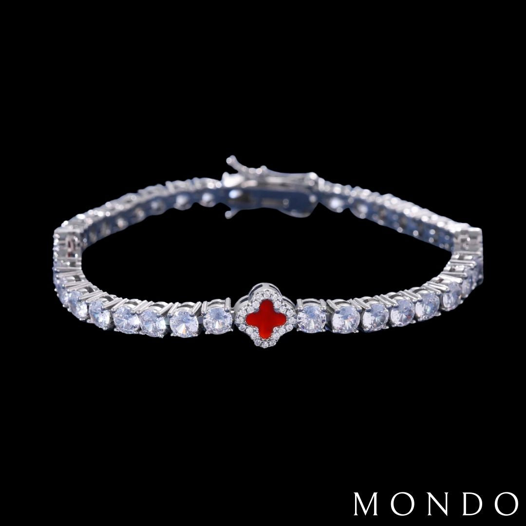 צמיד טניס תלתן - זהב לבן