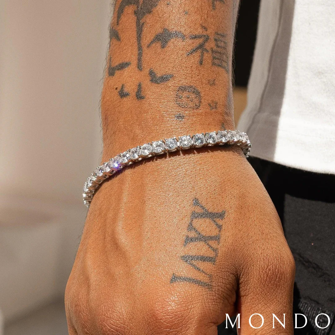 צמיד טניס עבה - זהב לבן