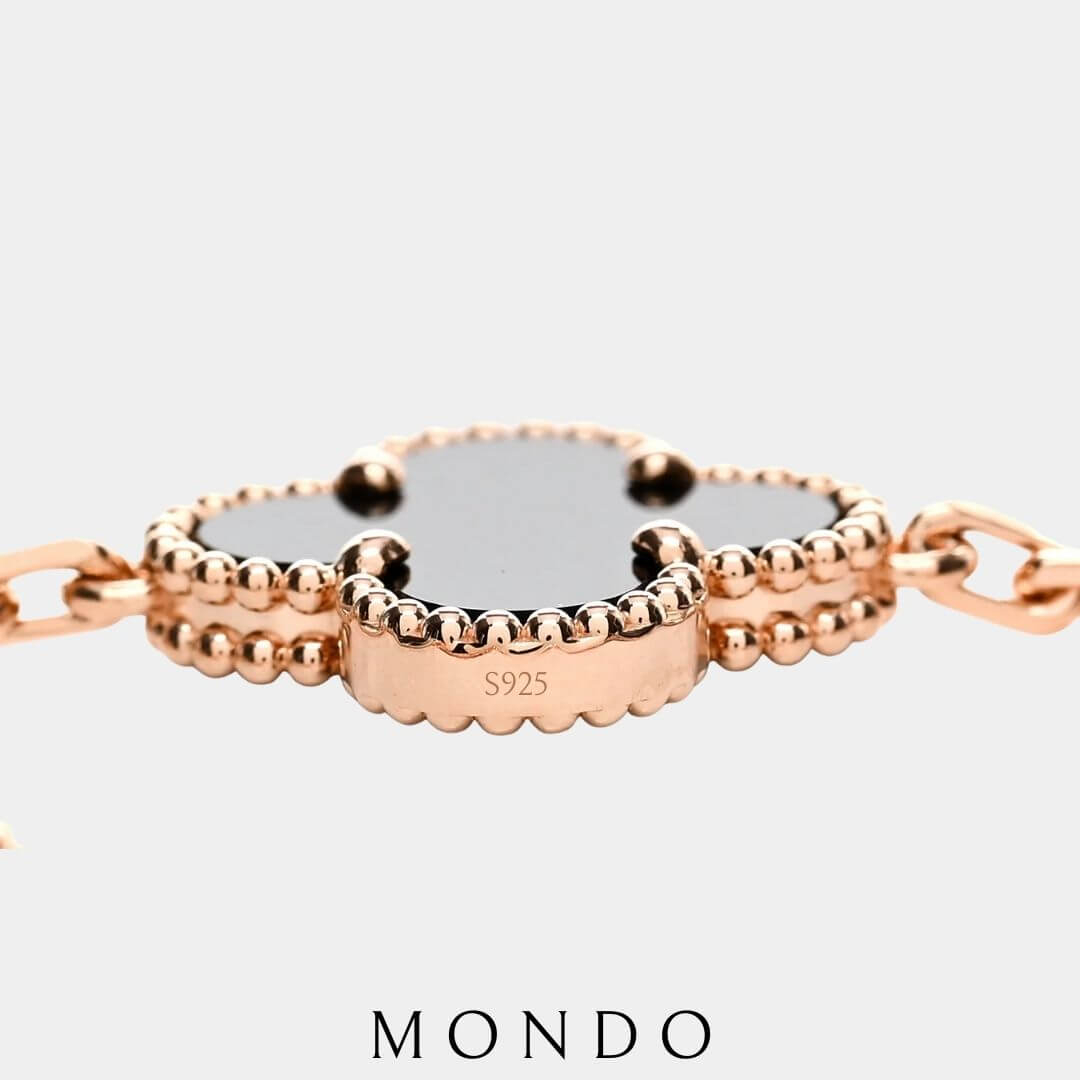 צמיד תלתן רוז גולד - כסף טהור 925