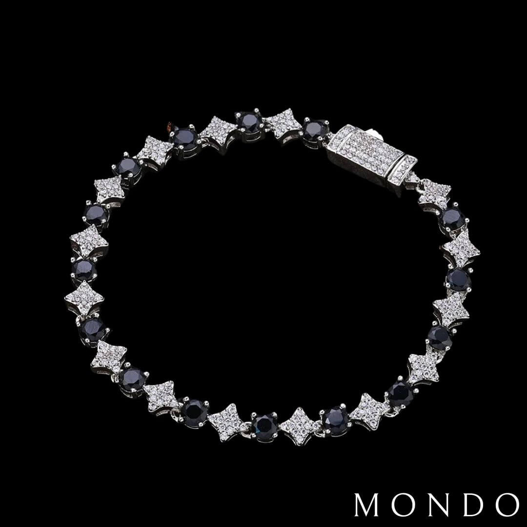 צמיד אייס כוכבים כסף שחור