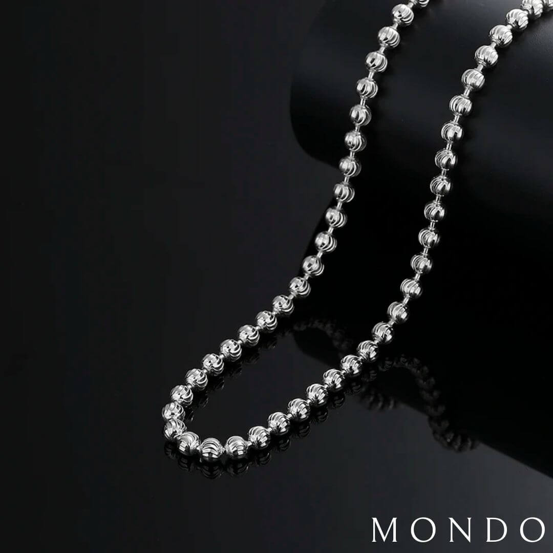 שרשרת כדורים חיתוך יהלום 4 מ״מ - כסף טהור 925