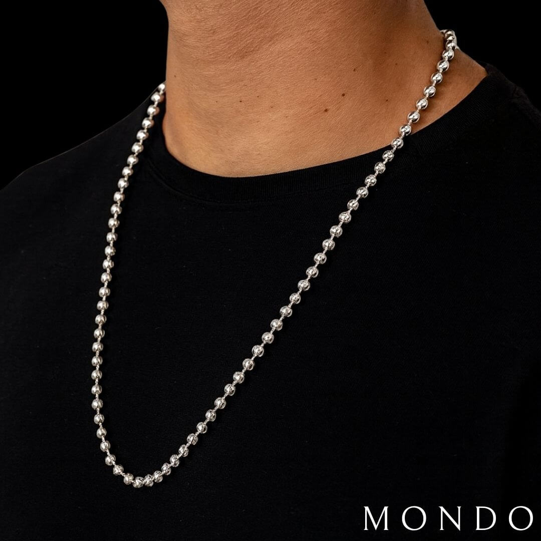 שרשרת כדורים חיתוך יהלום 4 מ״מ - כסף טהור 925