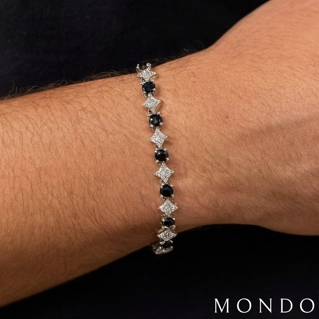 צמיד אייס כוכבים כסף שחור