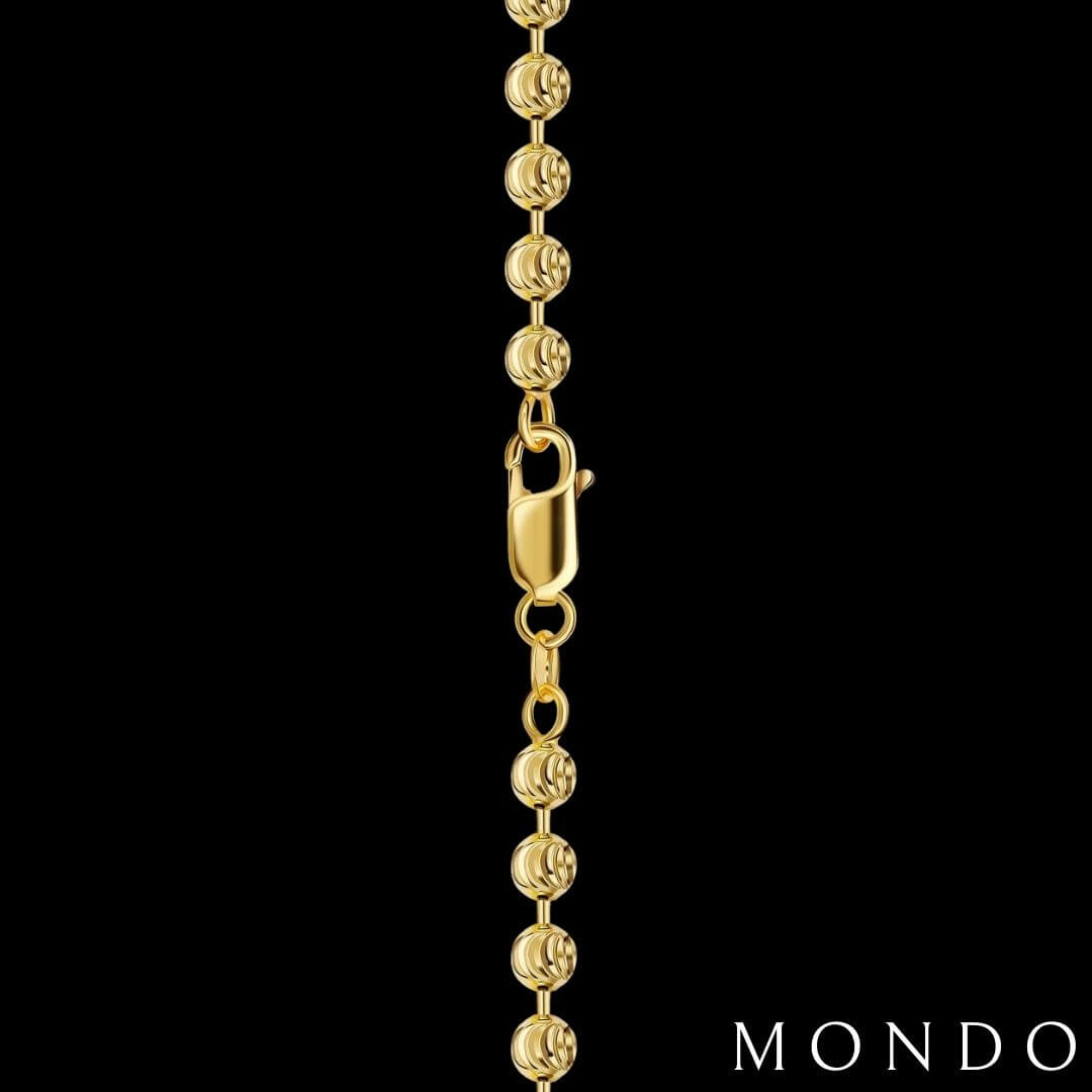 שרשרת כדורים חיתוך יהלום 4 מ״מ זהב - כסף טהור 925