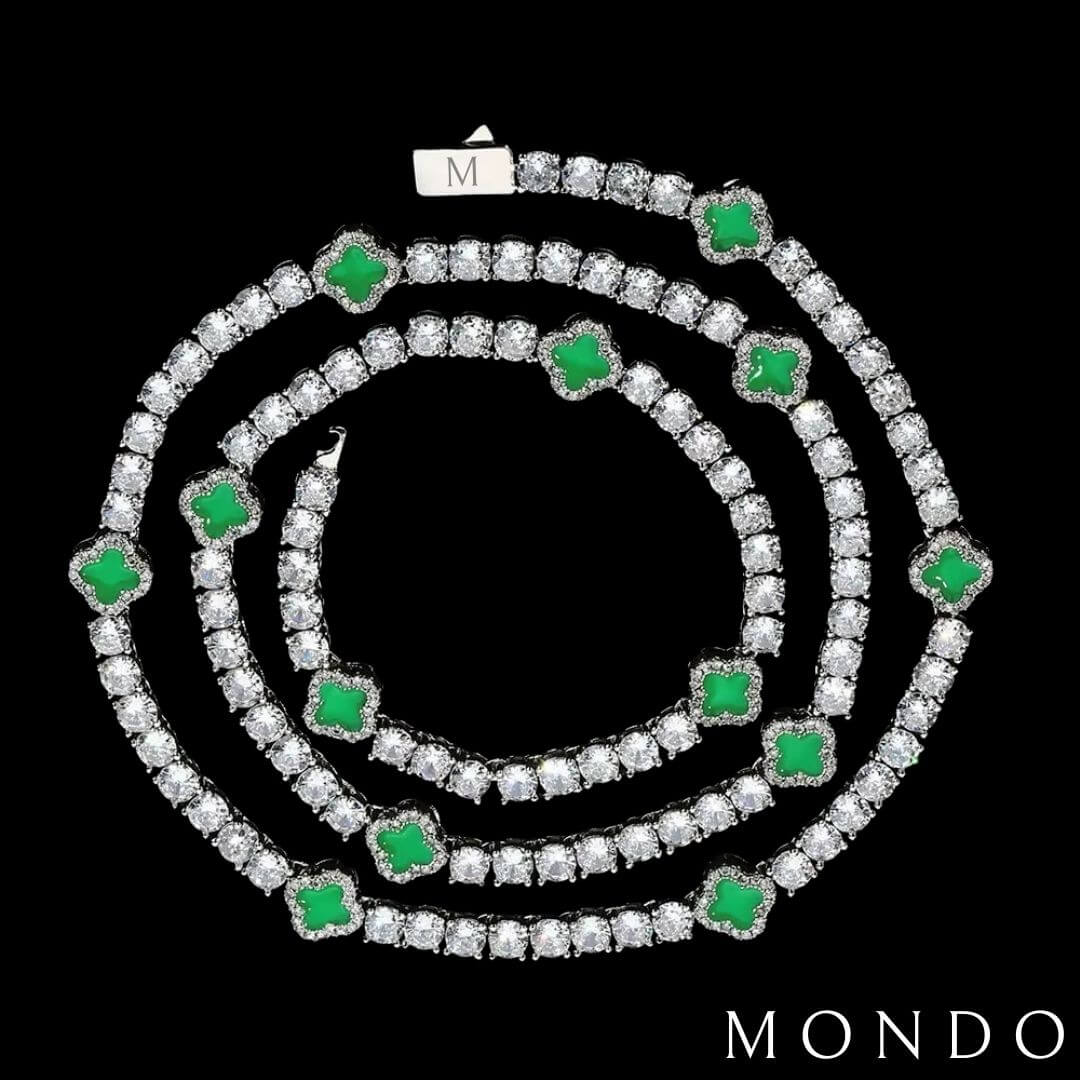 שרשרת טניס תלתן לבן