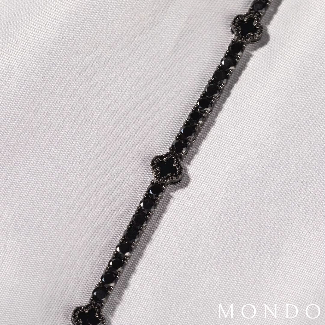 צמיד טניס תלתן שחור