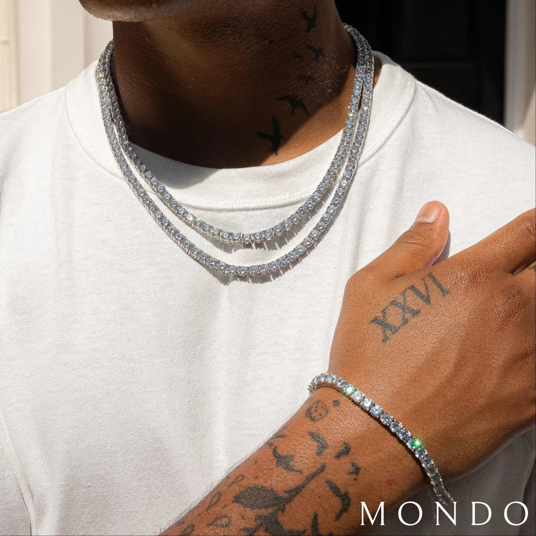 צמיד טניס עבה - זהב לבן