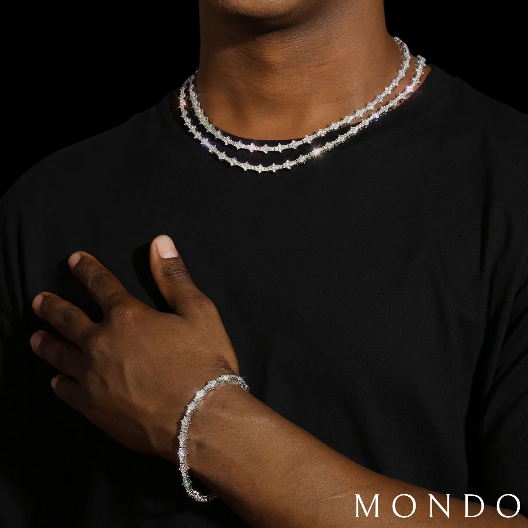 שרשרת טניס כוכבים - זהב לבן