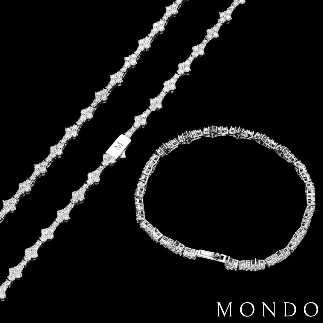 שרשרת טניס כוכבים - זהב לבן