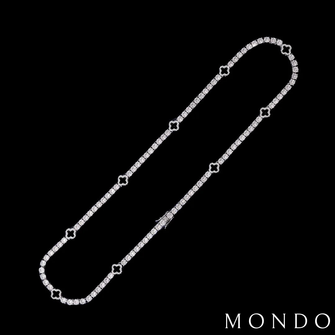 שרשרת טניס תלתן - זהב לבן