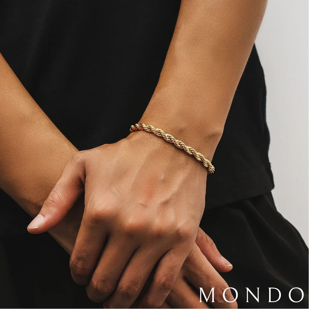 סט צמיד קלאסי + צמיד חבל זהב