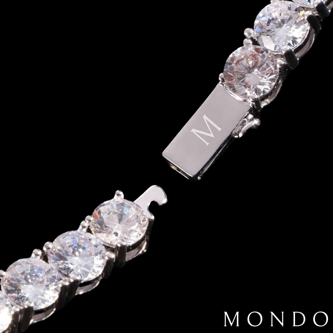 צמיד טניס עבה - זהב לבן