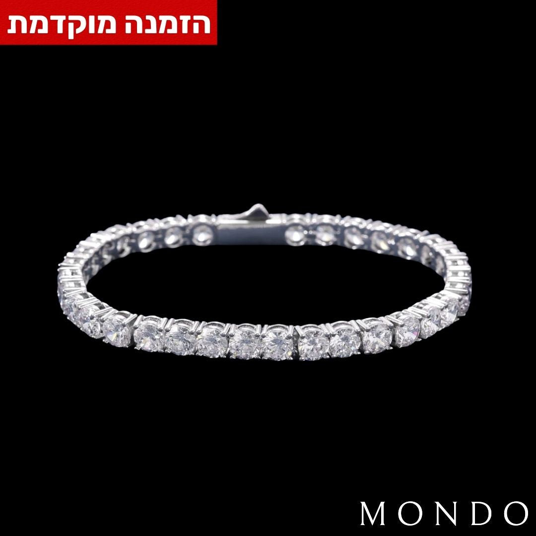 צמיד טניס עבה - זהב לבן
