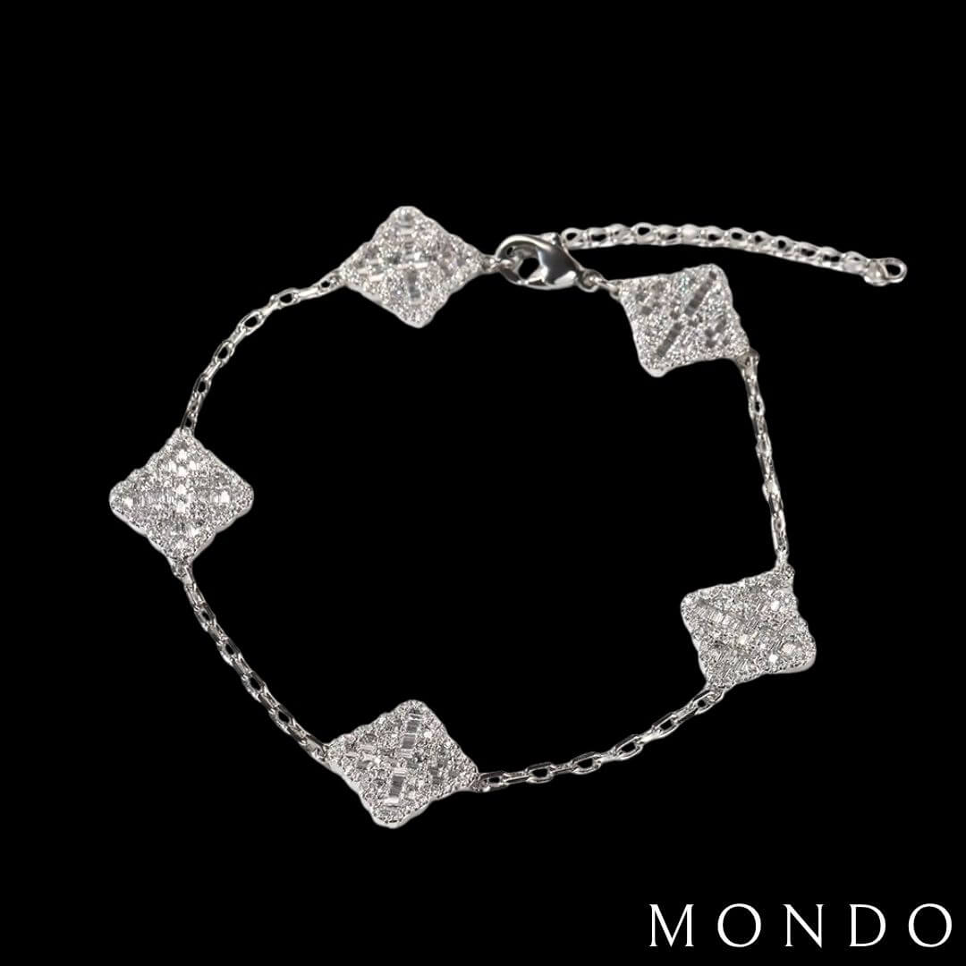 צמיד תלתן משובץ