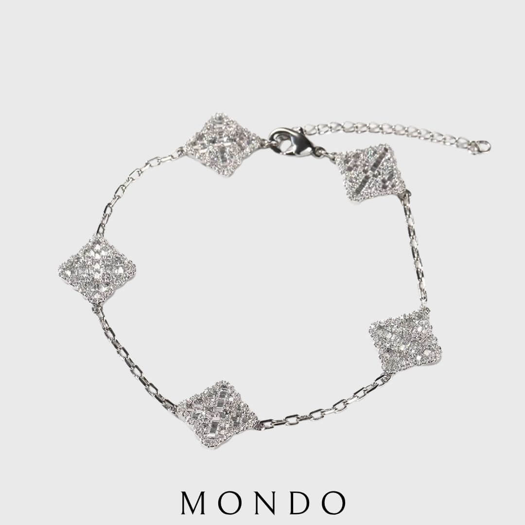 צמיד תלתן משובץ