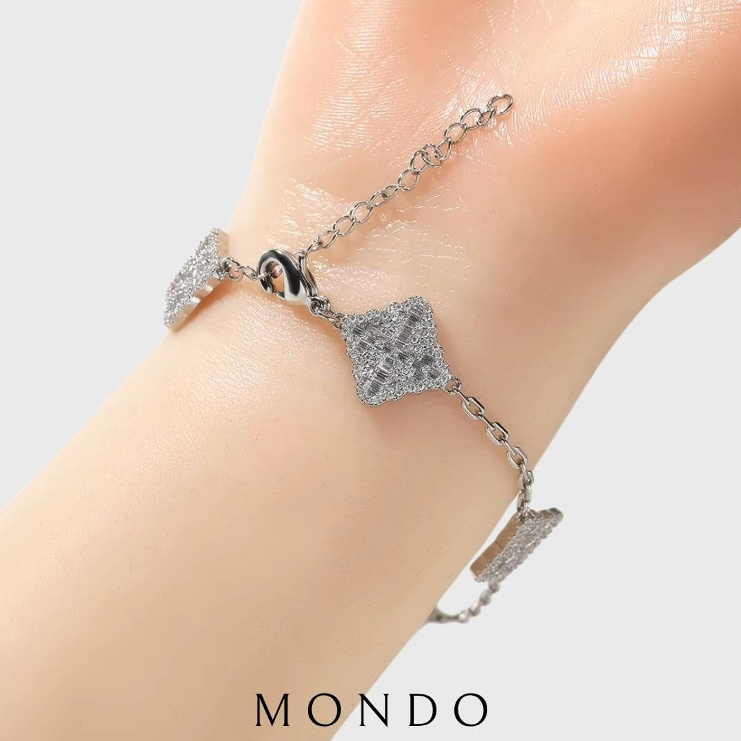 צמיד תלתן משובץ