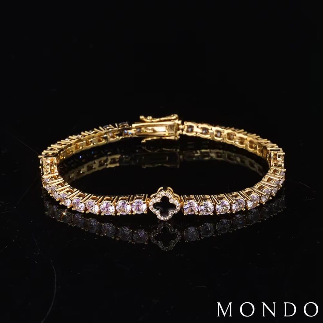 צמיד טניס תלתן - זהב 18 קראט