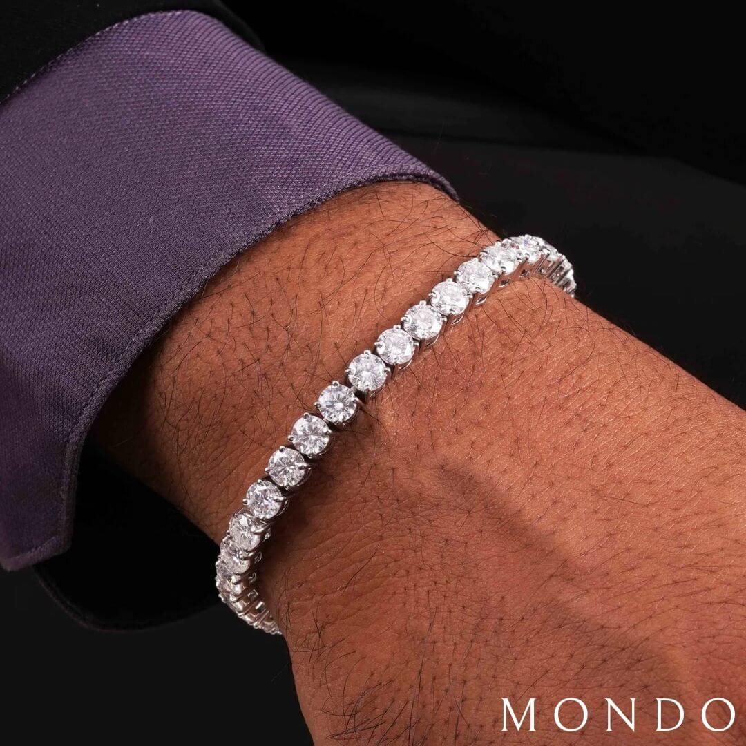 צמיד טניס עבה - זהב לבן