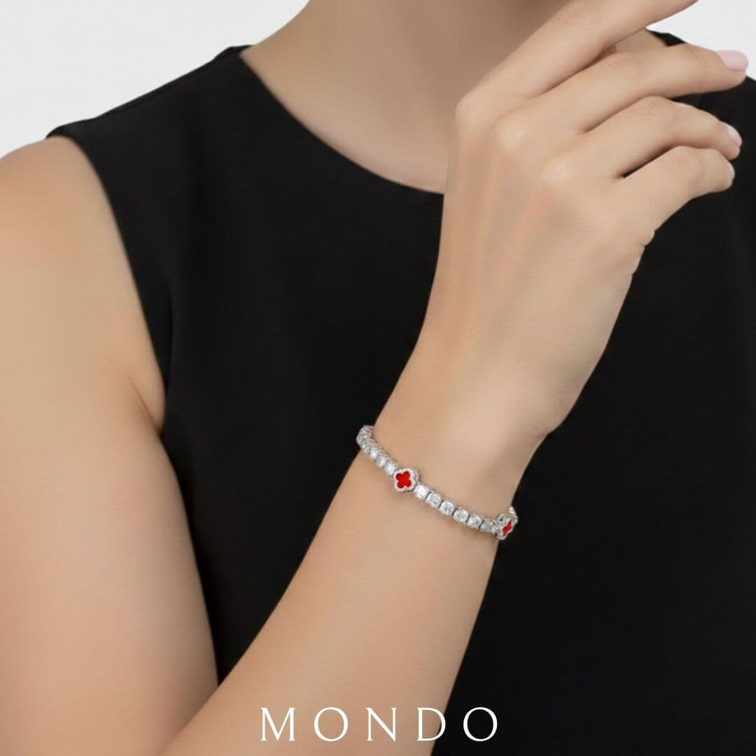 צמיד טניס תלתן לאישה