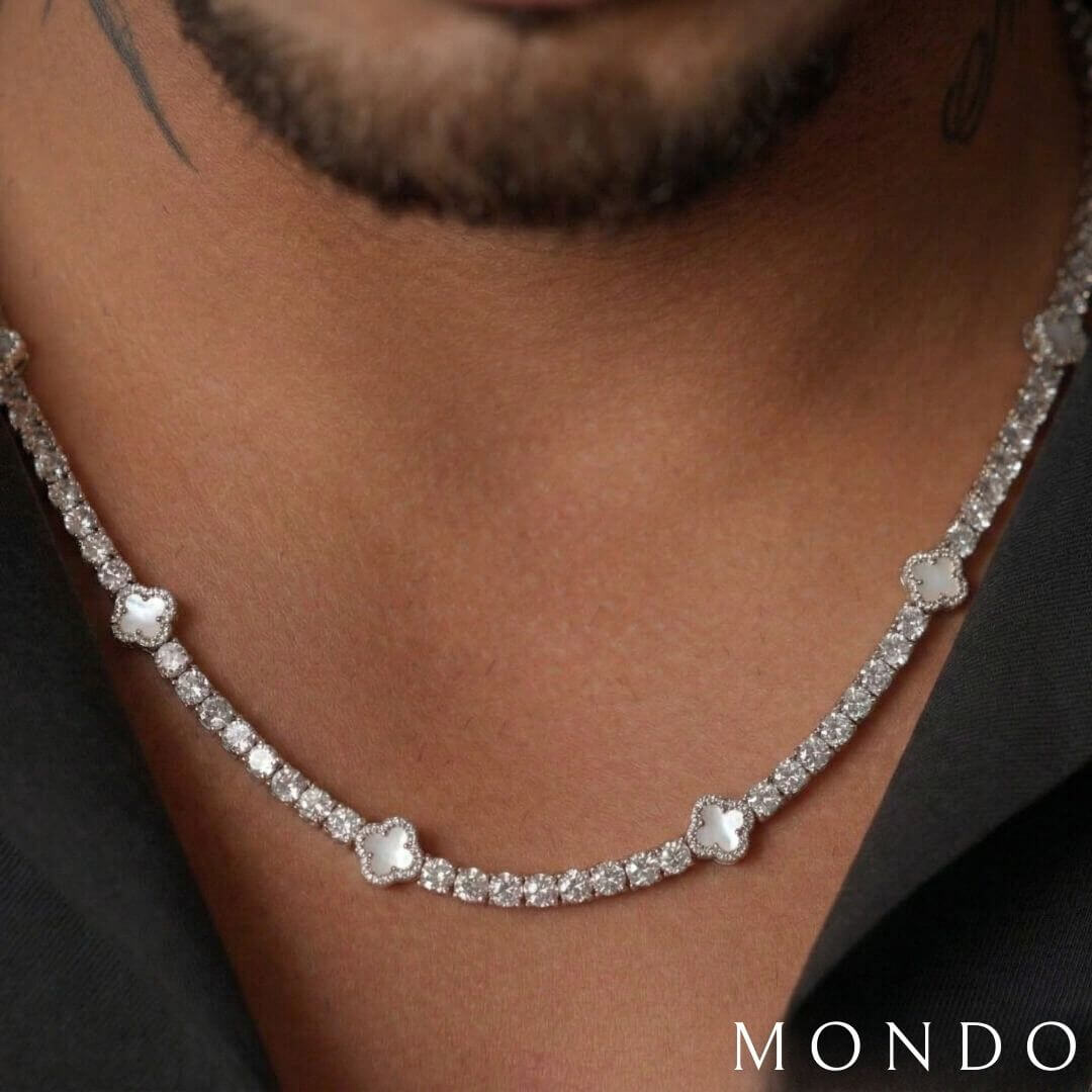 שרשרת טניס תלתן לבן