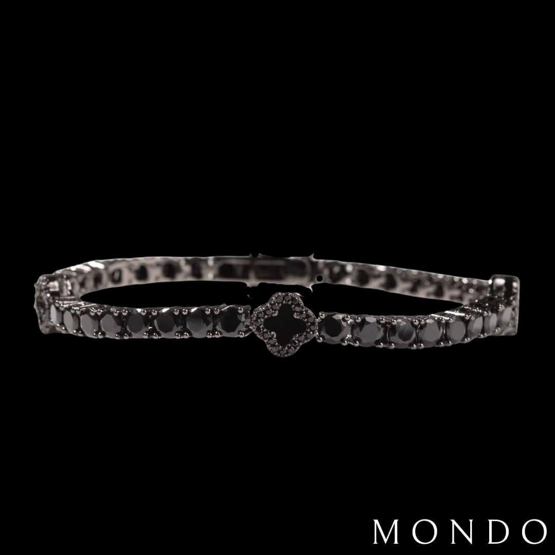 צמיד טניס תלתן שחור