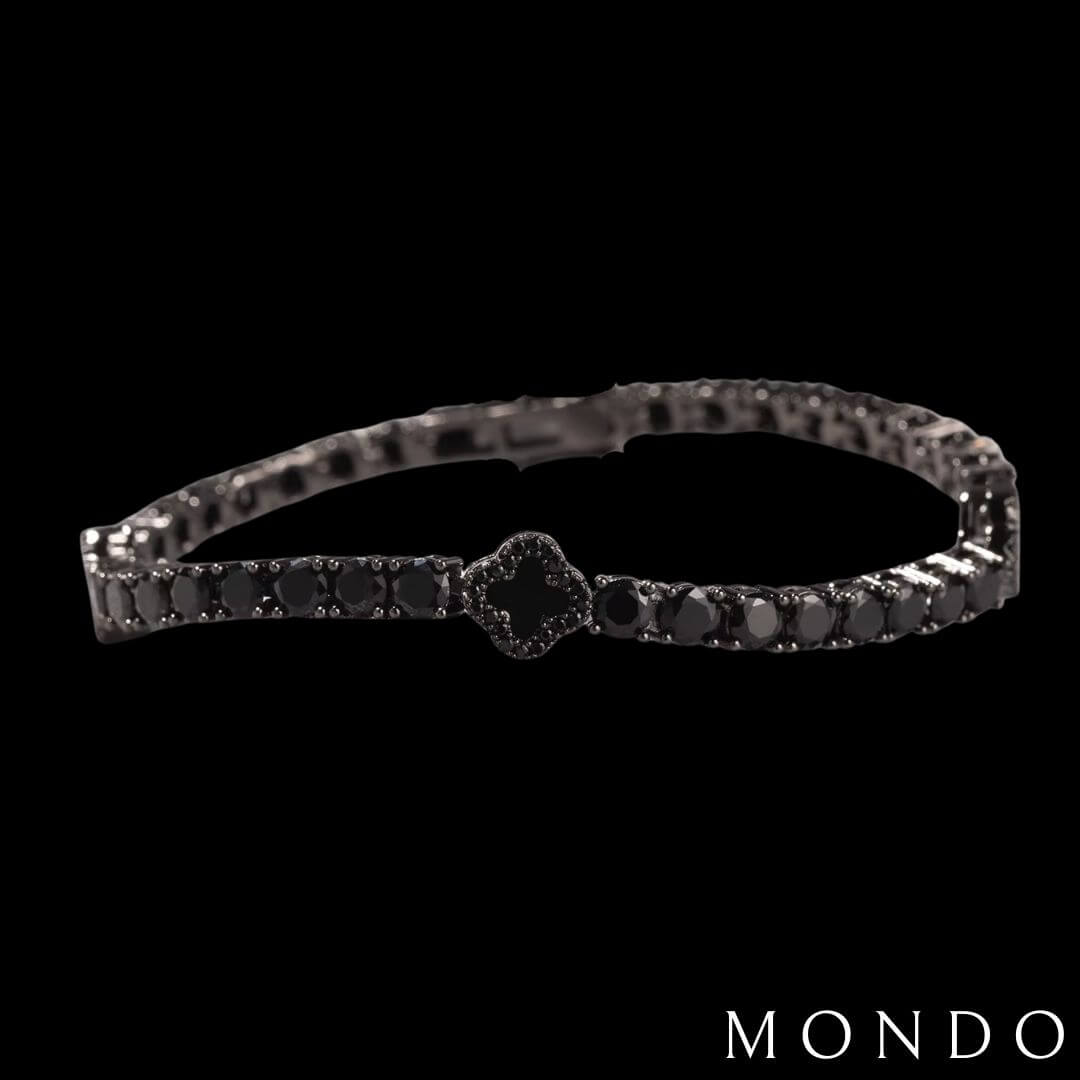 צמיד טניס תלתן שחור