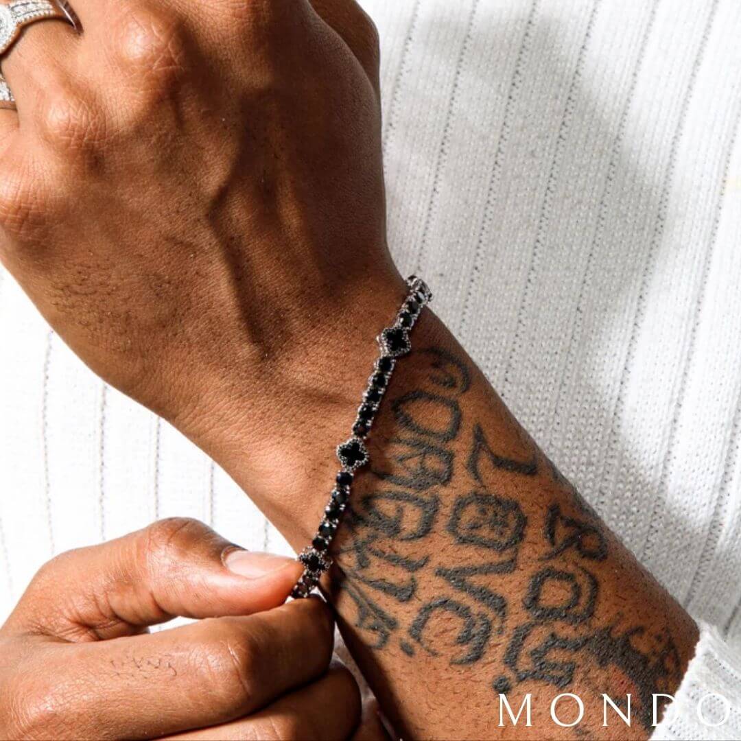 צמיד טניס תלתן שחור