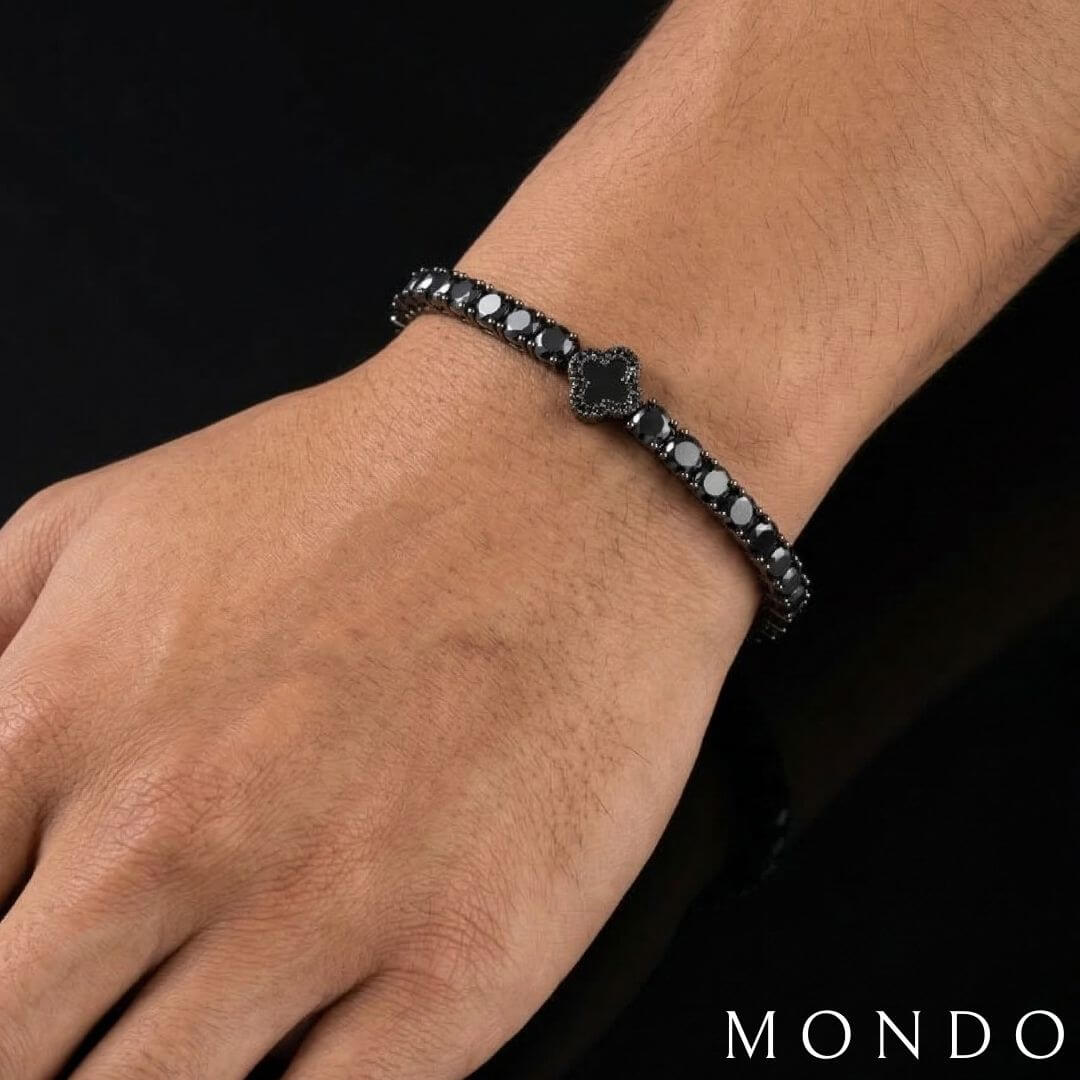 צמיד טניס תלתן שחור