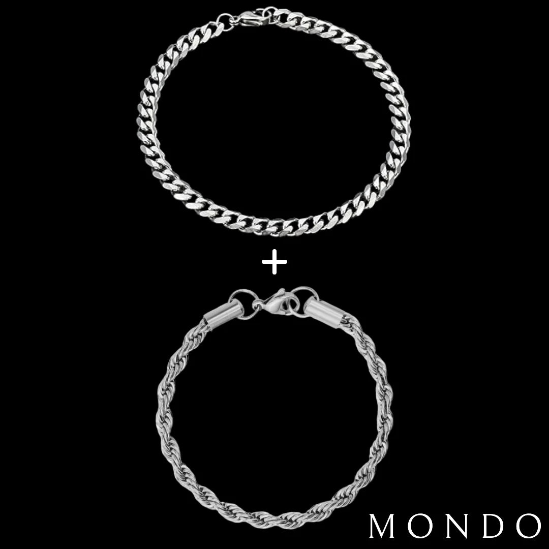 סט צמיד קלאסי + צמיד חבל זהב